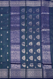 Green Handwoven Chanderi Saree 10075513