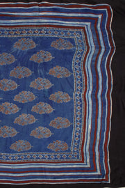 Blue Ajrakh Printed Modal Silk Saree 10072188