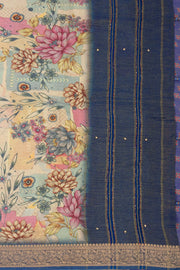 Blue Banarasi Crushed Tissue Silk Saree with Stone Work 10073727