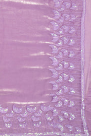 Plum Violet Sequin Embroidery Satin Georgette Saree 10074040