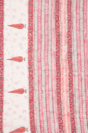 Pinkish Red Sanganeri Printed Mulmul Cotton saree 10074071