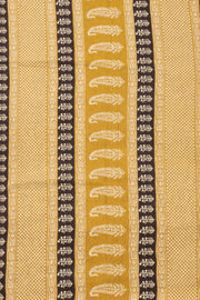 Brown Hand Block Printed Mulmul Cotton Saree 10074076