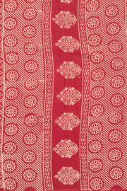 Red Hand Block Printed Mulmul Cotton Saree 10074081