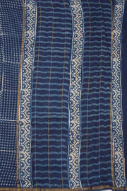 Blue Hand Block Printed Silk Cotton Saree 10074094