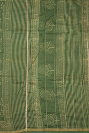 Green Hand Block Printed Silk Cotton Saree 10074096