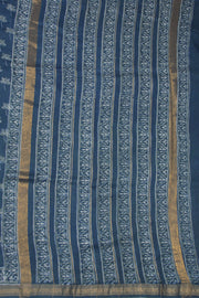 Blue Akola Dabu Printed Silk Cotton Saree 10074132