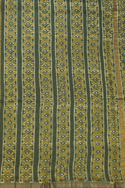 Green Akola Dabu Printed Silk Cotton Saree 10074135