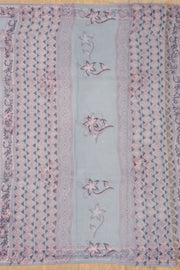 Grey Hand Block Print Kota Cotton Saree 10074166