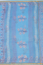Blue Hand Block Print Kota Cotton Saree 10074167