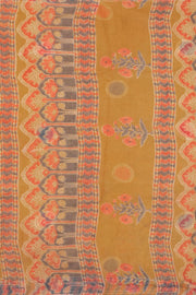 Mustard Yellow Hand Block Print Kota Cotton Saree 10074170
