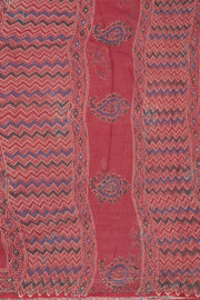 Rusty Red Hand Block Print Kota Cotton Saree 10074174