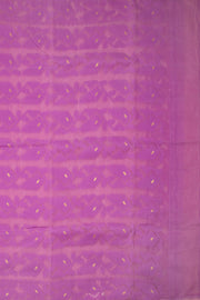 Violet Handloom Jamdani Style Cotton Saree with Blouse 10074213