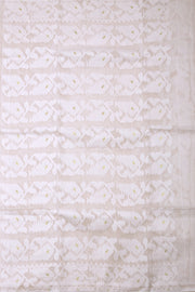 White Handloom Jamdani Style Cotton Saree with Blouse 10074215