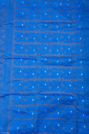 Blue Handloom Jamdani Style Cotton Saree 10074216