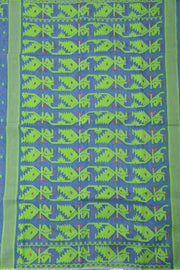 Blue Handloom Jamdani Style Cotton Saree 10074221