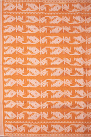 Orange Handloom Jamdani Style Cotton Saree 10074226