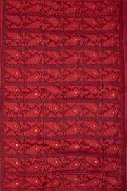 Red Handloom Jamdani Style Cotton Saree 10074228