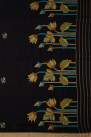 Black Handloom Jamdani Khadi Cotton Saree 10074368