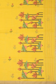 Yellow Handloom Jamdani Khadi Cotton Saree 10074369