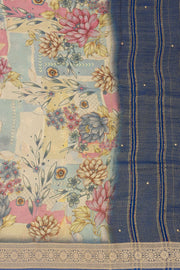 Grey Banarasi Crushed Tissue Silk Saree with Stone Work 10074374