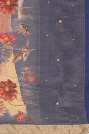 Blue Banarasi Crushed Tissue Silk Saree with Stone Work 10074375