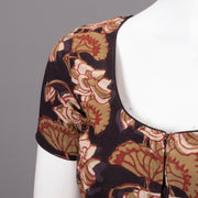 Brown Hand Block Jahota Printed Cotton Blouse 10074486