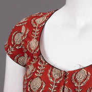 Red Hand Block Printed Cotton Blouse 10074497