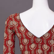 Red Hand Block Printed Cotton Blouse 10074497 10074499