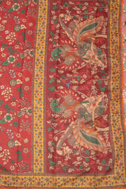 Maroon Kalamkari Printed Malai Cotton Saree 10074683