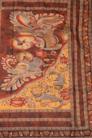 Yellow Kalamkari Printed Malai Cotton Saree 10074685