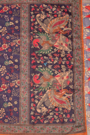 Blue Kalamkari Printed Malai Cotton Saree 10074689