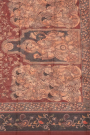 Grey Kalamkari Printed Malai Cotton Saree 10074695