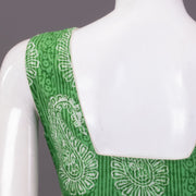 Green Hand Block Printed Cotton Blouse 10074503