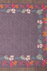 Lavender Grey Fancy Printed Linen Saree 10075295