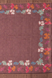 Mauve Brown Fancy Printed Linen Saree 10075297