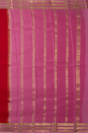 Red Mysore Crepe Silk Saree With Zari Border 10076228