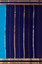 Blue Mysore Crepe Silk Saree With Zari Border 10076245