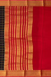 Black Mysore Crepe Silk Saree With Checks Design And Zari Border 10076267