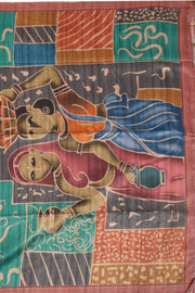 Brown Printed Semi Tussar Silk Saree With Tribal Motifs 10076268