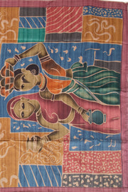 Pink Printed Semi Tussar Silk Saree With Tribal Motifs 10076269