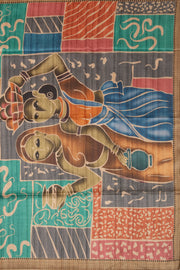 Brown Printed Semi Tussar Silk Saree With Tribal Motifs 10076270