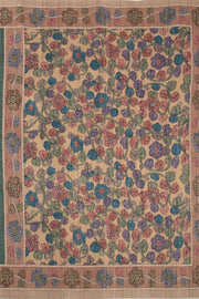 Green Kalamkari Printed Semi Tussar Silk Saree With Floral Motifs And Floral Border 10076274