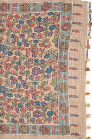 Purple Kalamkari Printed Semi Tussar Silk Saree With Floral Motifs And Floral Border 10076275