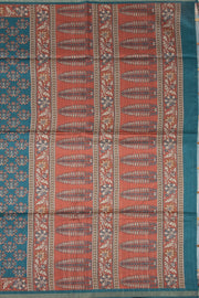 Green Printed Semi Tussar Silk Saree With Floral Motifs and Floral Border 10076287