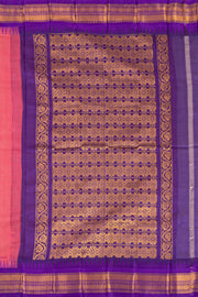 Pink Handloom Gadwal Kuttu Cotton Saree With Paisley Motifs 10076422