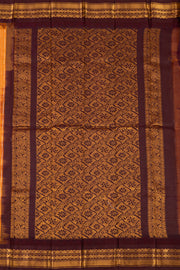 Orange Handloom Gadwal Kuttu Cotton Saree With Checks Design 10076424