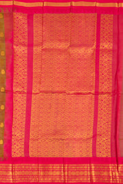 Brown Handloom Gadwal Kuttu Cotton Saree With Floral Motifs 10076427