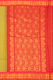 Green Handloom Gadwal Kuttu Cotton Saree With Checks Design 10076428