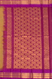 Brown Handloom Gadwal Kuttu Cotton Saree With Checks Design 10076429