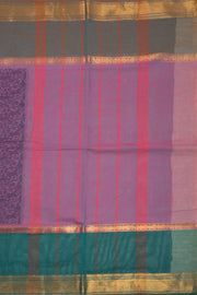 Midnight Mulberry Purple Handloom Vanashringaram Kanchi Cotton Saree with Ganga Jamuna Border 10076462